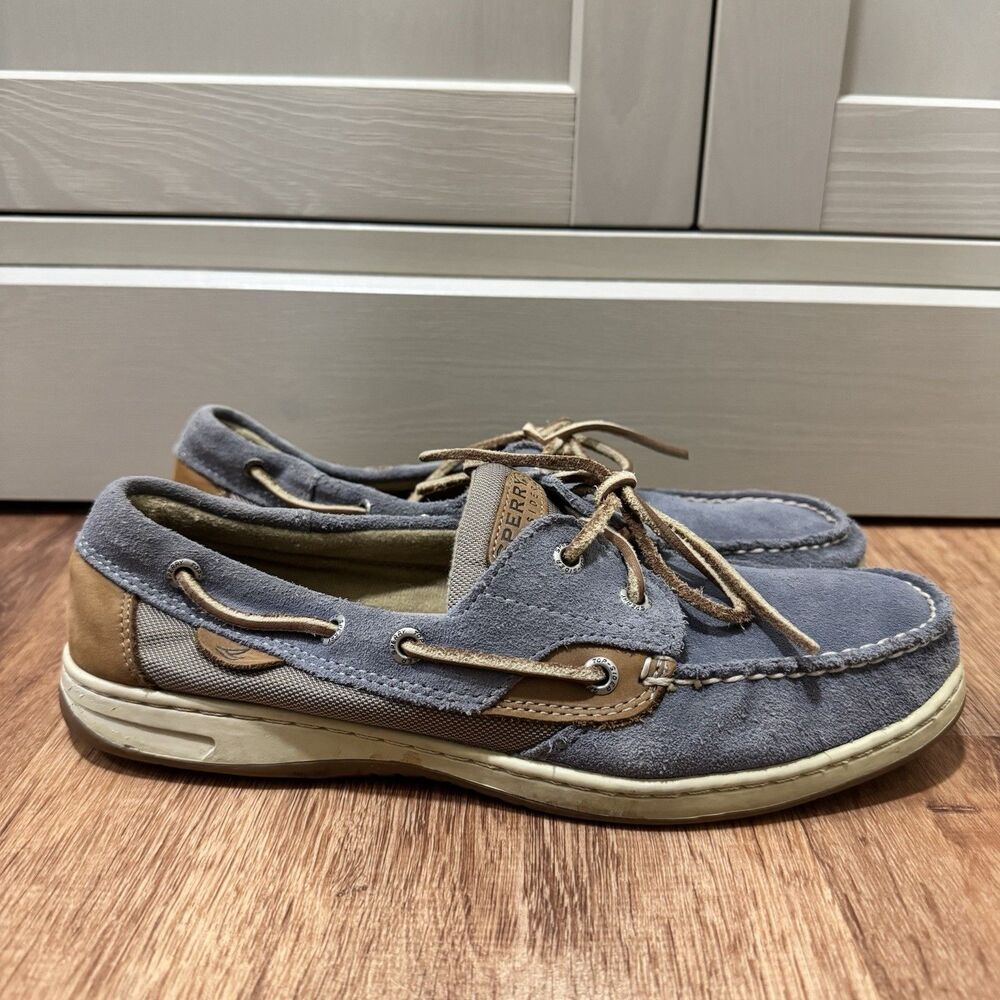 Sperry Blue Suede and Tan Leather Boat Shoes